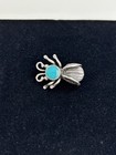 Vintage Navajo Sterling Silver Turquoise Beetle Pin