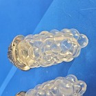 Vintage Grape Pattern Clear Glass Salt   Pepper Shakers Set W  Metal Stand