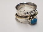 Rise Above All Rings Turquoise Gold Plated Over Brass Sterling Silver Band