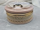 Vintage Berger Italian Porcelain Trinket Hinged Jewelry Box Pearl Gems Mirror