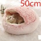 2 In 1 Dog And Cat Bed Pet Winter Bed Round Plush Warm Bed House Soft Long Plush