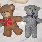 Lot Of 7 Fabric Vintage Teddy Bear Stuffed Animals Plush  Multicolor  Black Eyes