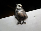 Vintage Antique French White  realistic Baby Chick  4 Easter thin Metal Button