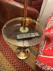 Brass Finish Glass Table Lamp W  Pleated Bell Shade  Gold clear  Rotary