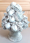 Vintage White Gray Resin Fruit Basket 10x10x8 Centerpiece