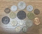 Lot Of 15 Foreign World Coins With Sterling Silver Canadian 1917 Dime