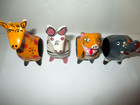4 Mexican Folk Art Napkin Holders Animals Elephant zebra tiger giraffe Fun Nice 