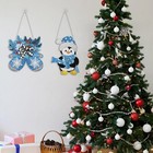 Zonon 6 Pcs Winter Diamond Painting Hanging Sign Set 5d Snowman Diamond Art Set