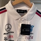 Mercedes-amg Petronas F1 2023 Team Polo Shirt White Men   s L Nwt Side Stripe