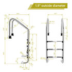 Stainless 3-step Steel Swimming Pool Ladder In-ground  W  Anti-slip  Zstep