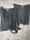 Perris Leather Riding Premium Cow Naked Leather   Sheep Skin Half Chaps Black