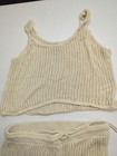 A New Day Women Cream Crochet Knit 2 Piece Set Crop Top Midi Skirt Small