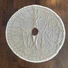 Garnet Hill Christmas Tree Skirt Gray Velvet Beaded 52  Minimalist Read