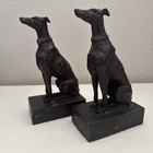 Bronze Pair Cast Iron Whippet  Greyhound 7 1 4  Bookends Art Deco- Free Shipping