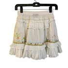 Oilily Girls White Linen Embroidered Ruffle Skirt Eu 116 Us Size 5 6 Floral