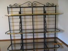 Vintage Wrought Iron  Glass   Brass Baker s Rack 60  W X 80  Tall French Style