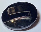 Vintage Black Glass Self Shank Button Abstract Design Silver Foil Accents 11 16 