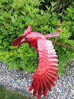 Wing Flapping Kinetic Metal Red Cardinal Rocking Yard Stake Wind Spinner