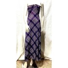 Allegro Dress New York Vintage Purple Plaid Maxi 1960 s-70 s Size S