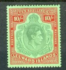 Leeward Islands Sg113 1938-51 Kgvi 10s Bluish Green   Red On Green Mlh