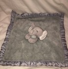 Carters Gray Elephant Soft Plush Lovey Baby Security Blanket Satin Trim 14x14