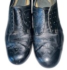 Antique 1900 Vtg Black Leather Lace Up Oxford Goodyear Wingfoot Woman Shoes 9 5