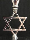 Vintage R c  Silver Tone Metal Menorah Candle Holder Judaica Hanukkah Decor