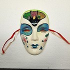 Vintage Hand-painted Venetian Style Ceramic Wall Masks   set Of 3   glitter Accents