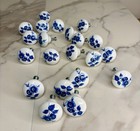 20- Vintage Hand Painted Delft Blue Floral Porcelain Knobs  Made In Japan W-1 5   