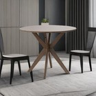 36  Round Wood Dining Table Farmhouse Kitchen Table W  Intersecting Pedestal