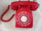 Vintage Red  Itt Rotary Dial Desk Telephone Retro Mcm Mid Century Phone