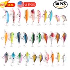 30pcs Fishing Lures Kinds Of Fish Crankbaits Hooks Minnow Baits Tackle