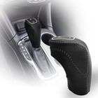 Hand-stitched Gear Shift Knob Cover Compatible With Chevy Premium Leather Black