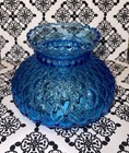 Fenton Antique Blue Diamond Pattern Vtg Glass Oil Lamp Shade     Quilted Design