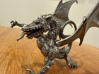 Rawcliffe Fantasy Pewter Gargantuan Gold Dragon Figurine Figure Green Eyes