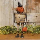 New Primitive Pumpkin Man Jack O Lantern Pauly Recycled Metal Halloween 10 5  T