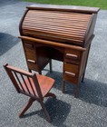 Vintage 1940   s-1950   s Kids Roll Top Desk   Chair