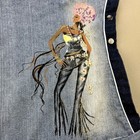 Vintage Johnny Girl Dress Womens Medium Blue Denim Black Woman Ruffle Tiered Y2k