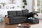 Convertible Pull Out Sofa Bed L-shaped Futon Couch Sleeper W  Ottoman Fabric
