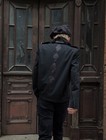 Japanese   style Rhomb Plaid Applique Blazer Jacket Unisex Outerwear Suit Coat Top