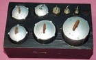 Antique 8 Pc Apothecary Scale Weights In Wood Holder 10 Grams - 1000 Grams