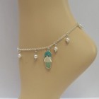 Silver Anklet Ankle Bracelet Pearl Drops   Flip Flop Charm  0218 New Summer