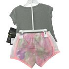 Nike Dri-fit 24 M Pink Heart Pixel Swoosh Shirt Top   Shorts 2 Pc Set