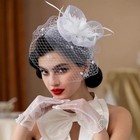 Feather Women Fascinator Hat Flower Hair Clip Church Wedding Party Headwear