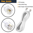 15ft Telephone Extension Cord Cable  Landline Phone Line Wire With Rj11 6p4c