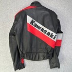 Kawasaki Hein Gericke Leather Motorcycle Jacket Men s 38 Black Red Silver