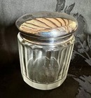 Antique George V English 12 Sided Glass Vanity Jar Domed Sterling Silver Lid