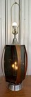 Vintage Mid Century Modern Danish Brutalist  lawrin Walnut Smoked Lucite Mcm Lamp