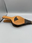 Vintage Wood Leather Fireplace Bellows Eagle Emblem Brass Tone Nozzle