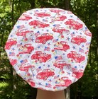 Surgical Scrub Cap  Bouffant  Red Truck  Flags  4th Of July  Blue  White